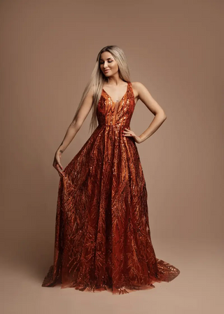 The Elina Sequin Glitter gown